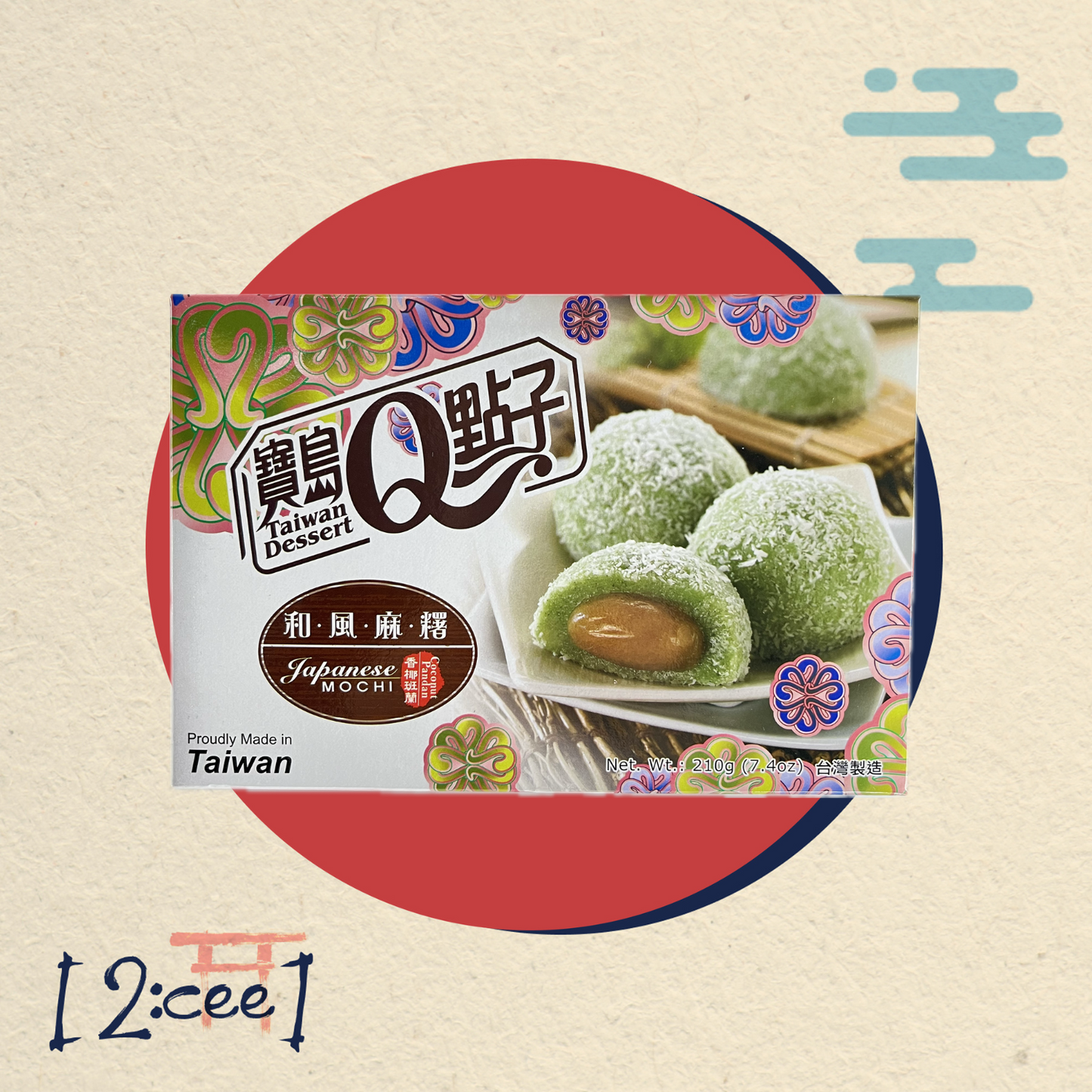 Mochi Coconut Pandan Q 210g